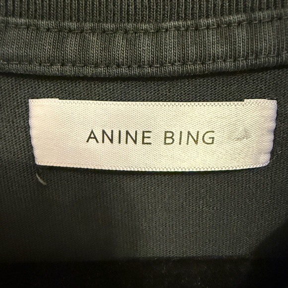 Anine Bing Black Crewneck Sweatshirt with White Label #615 - Picture 4 of 7